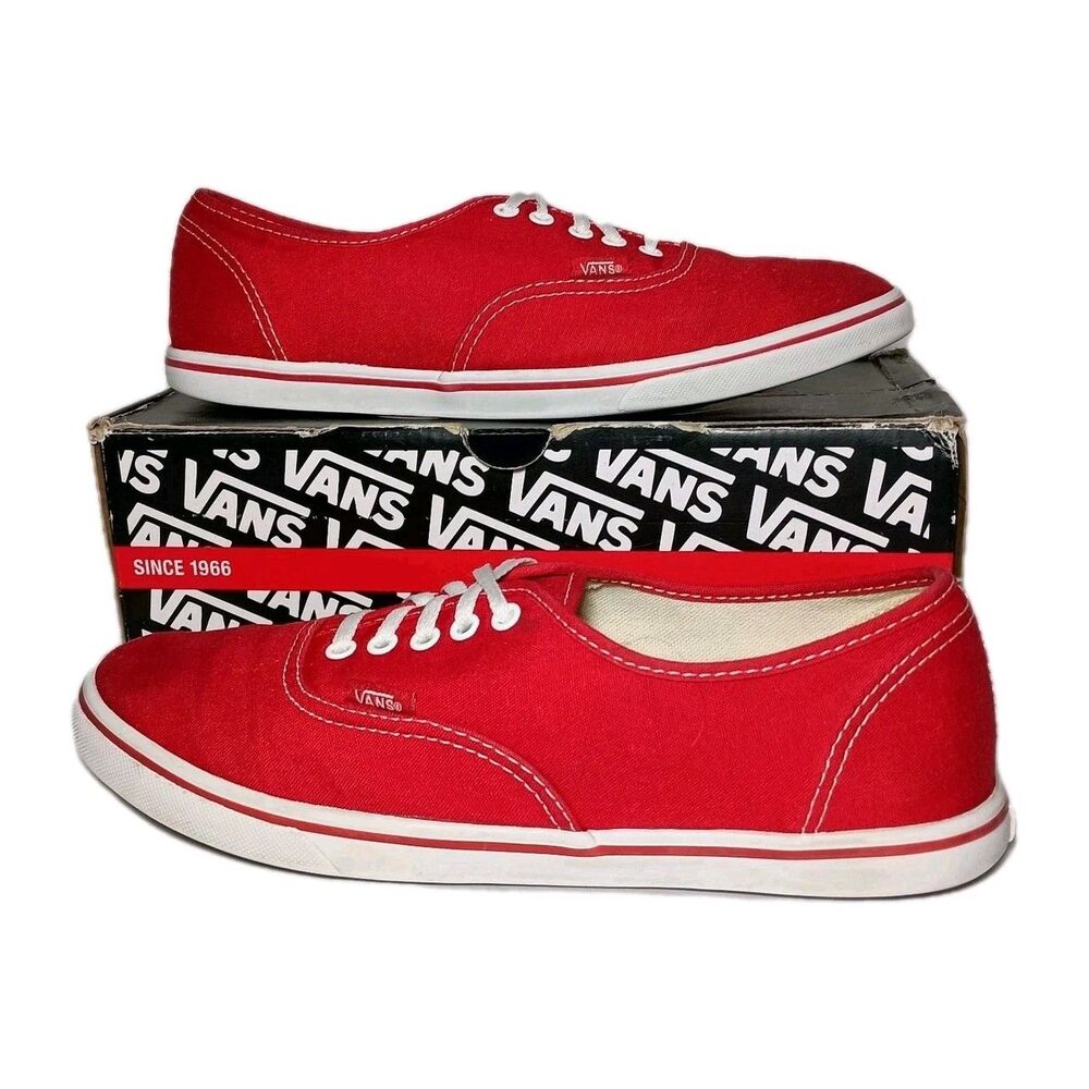 VANS Red Low Top Canvas Sneakers Mens Size 8.5 Women's 10 Lace Up